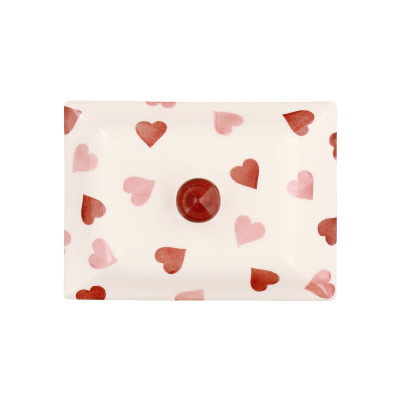 Handmade Emma Bridgewater butter dish pink hearts