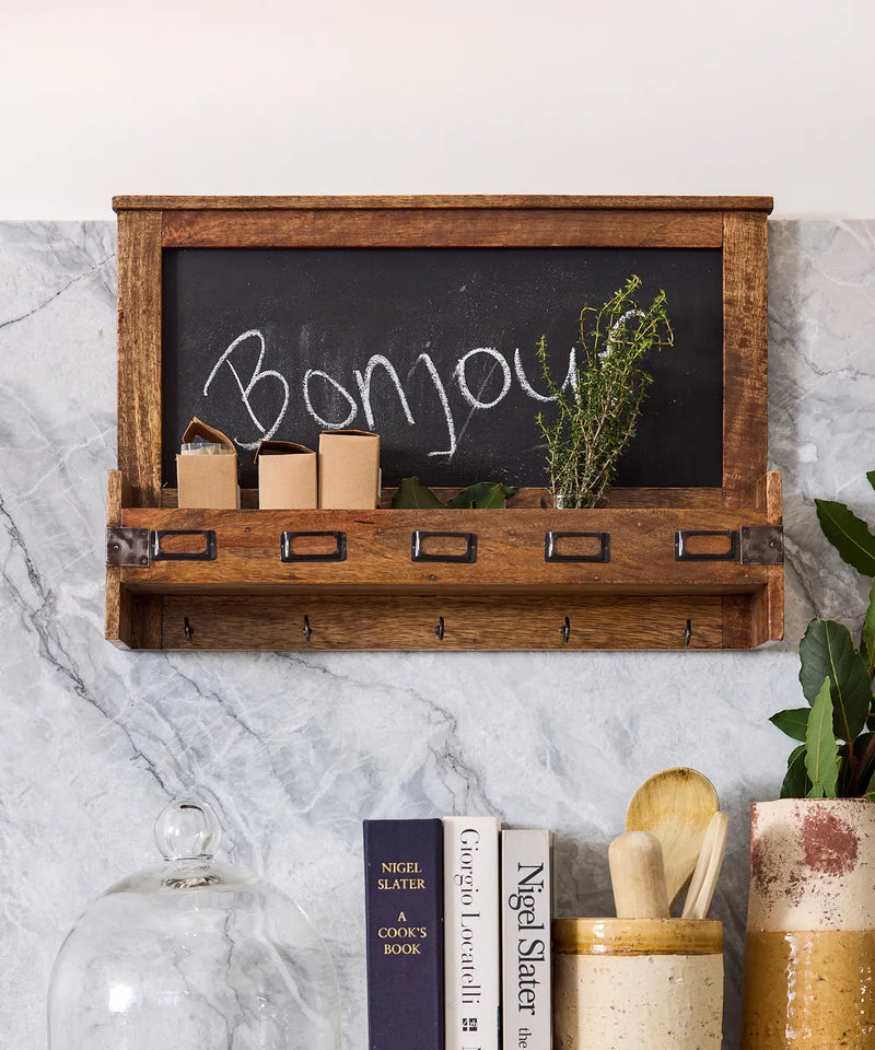 Porto organiser and key hook mango wood wall storage