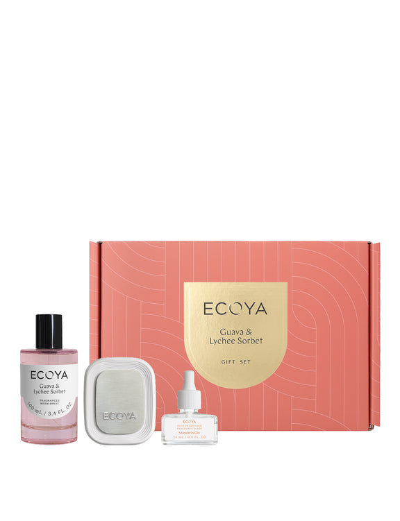 Ecoya gift set - guava lychee plug-in diffuser and room spray