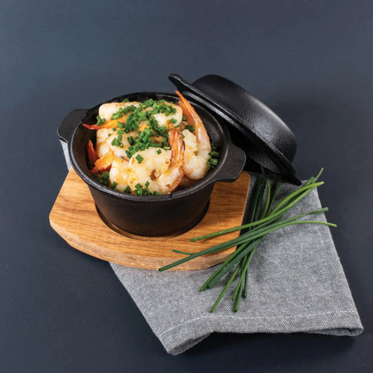 Pyrocast Garlic Pot W/Maple Tray