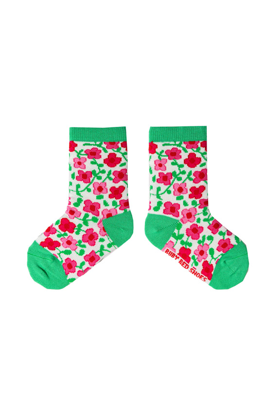 Ruby Red Shoes Ruby Loves Flowers socks for toddlers age 2 to 4