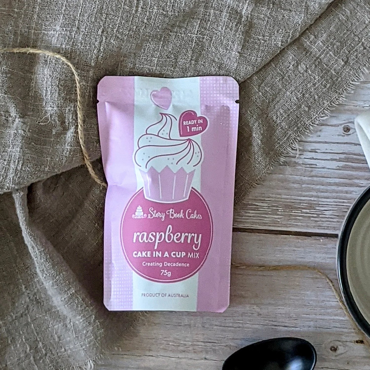 Raspberry Cake in a Cup 75 g by Story Book Cakes in packaging