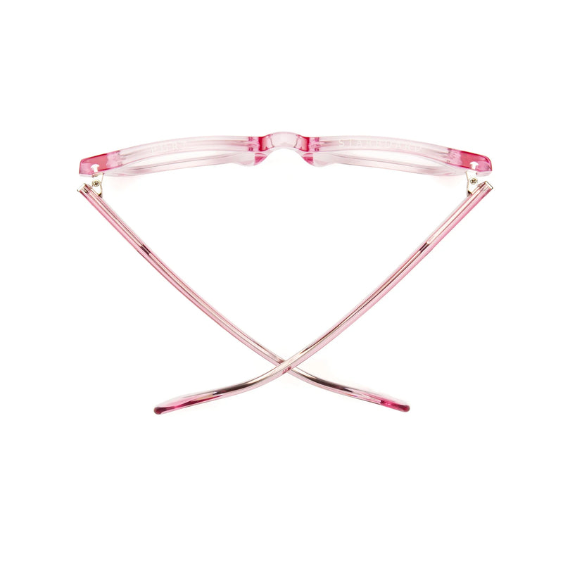 Polished pink acetate reading glasses by Caddis