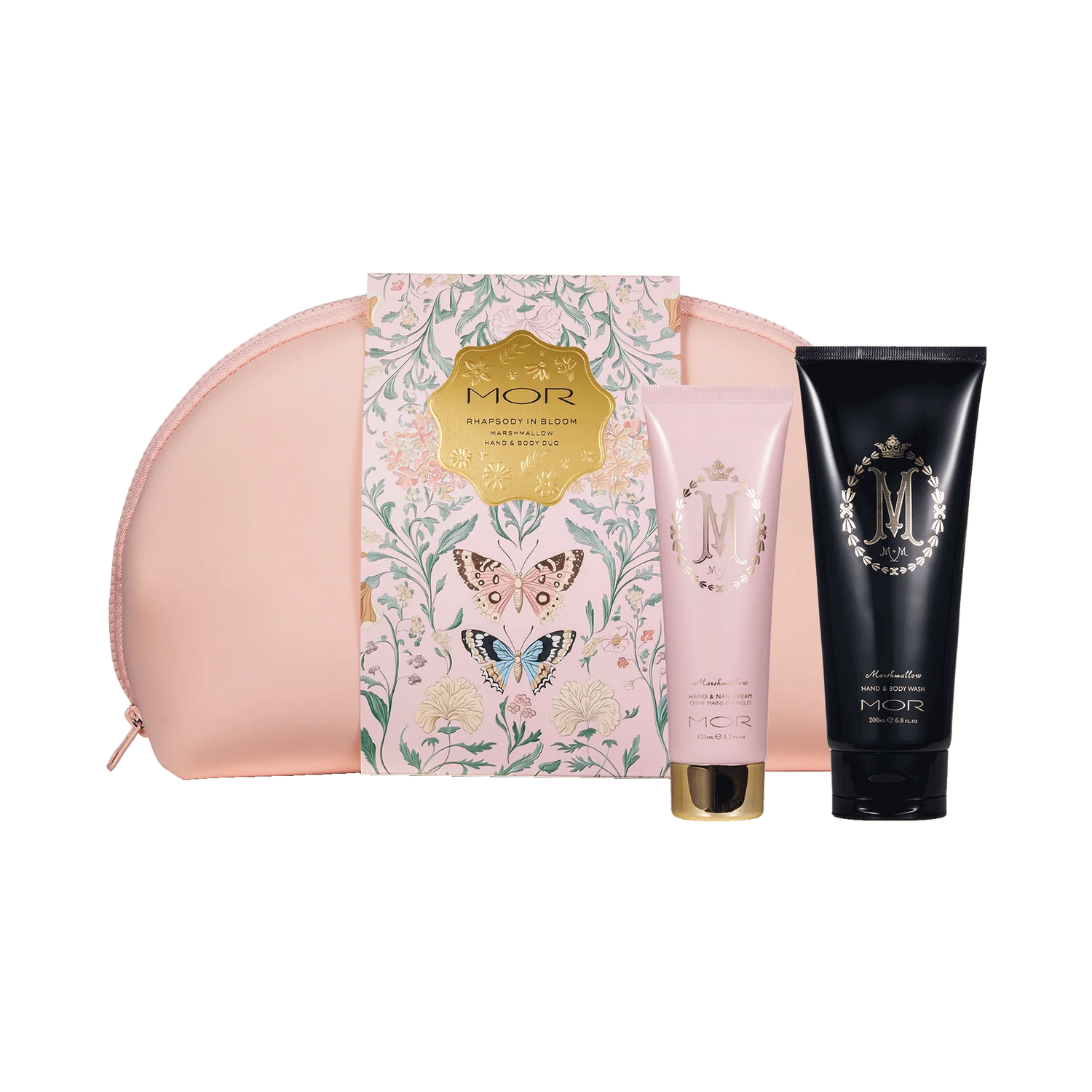 Rhapsody in Bloom Marshmallow Hand & Body Duo Gift Set with beauty pouch