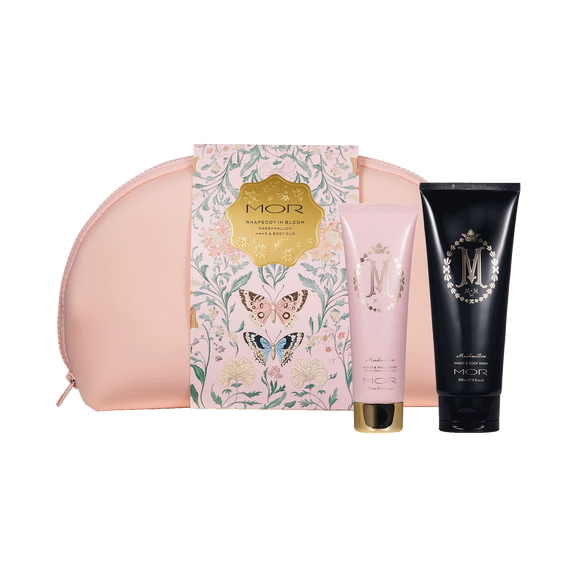 Rhapsody in Bloom Marshmallow Hand & Body Duo Gift Set with beauty pouch