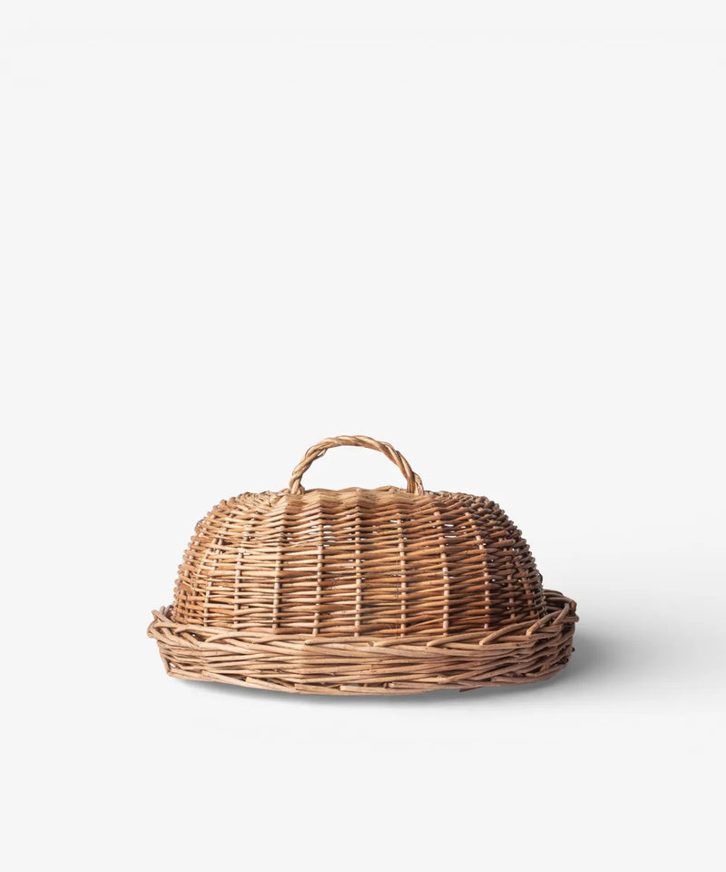 Riviera Woven Oval Food Cloche Small in natural wicker