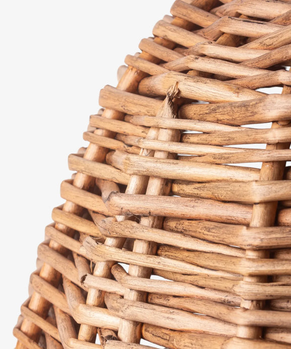 Oval wicker food cloche with woven dome design