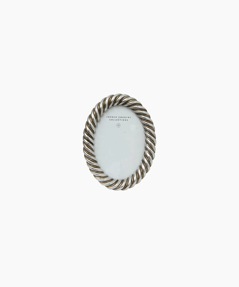 Rope oval photo frame silver 4x6
