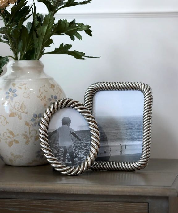 Classic silver photo frame for shelf display