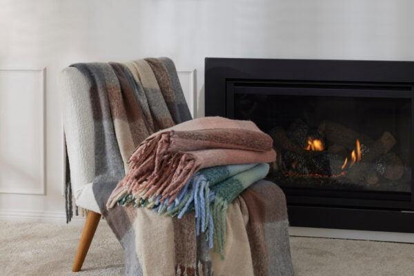 rossi blue throw blanket soft check throw rug