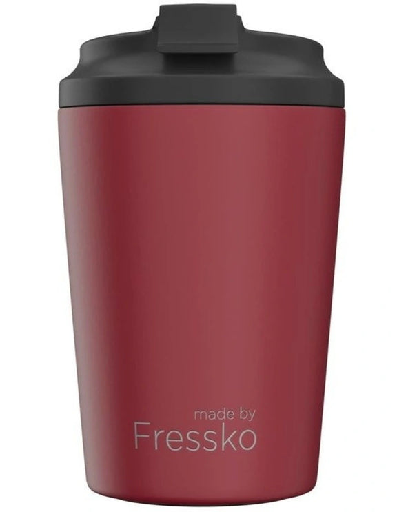 Fressko Bino 8oz Reusable Cup in Rouge with ceramic interior