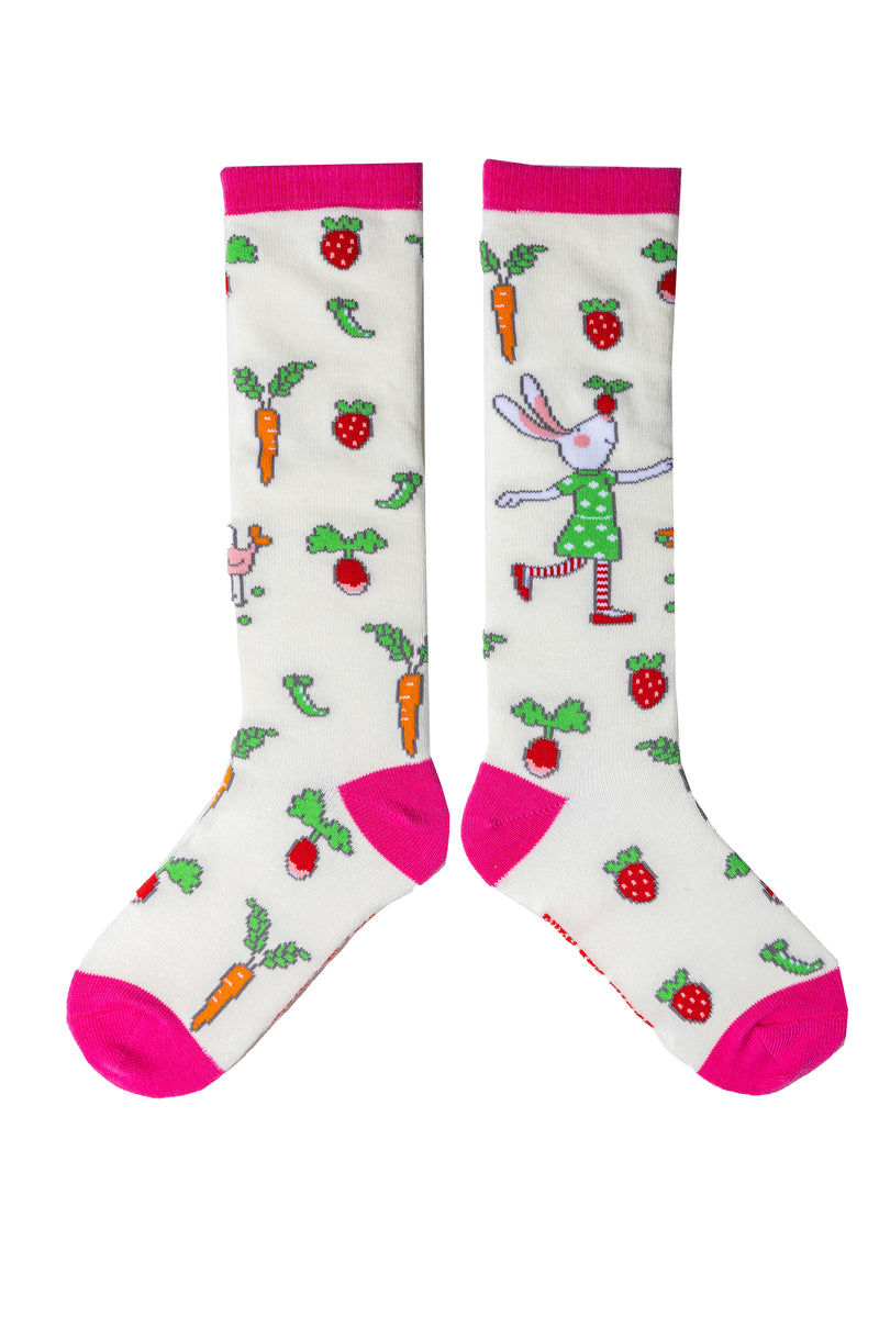 Ruby Red Shoes vegetable garden knee high socks for children