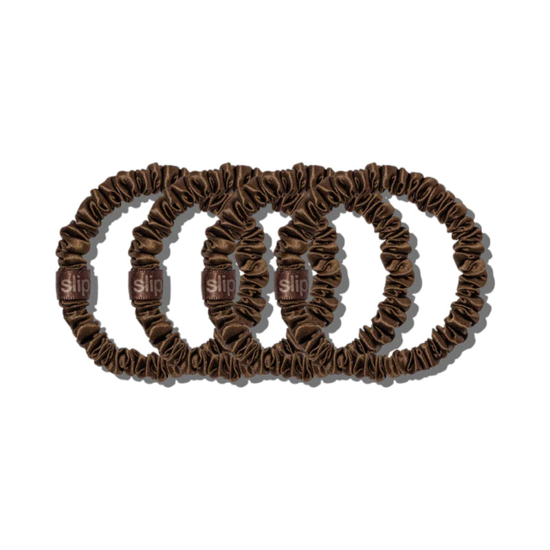 Back to Basics Silk Skinny Scrunchies - Dark Brown