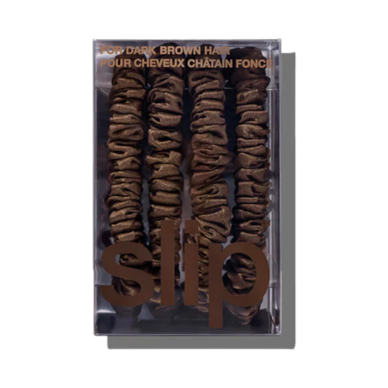 Back to Basics Silk Skinny Scrunchies - Dark Brown