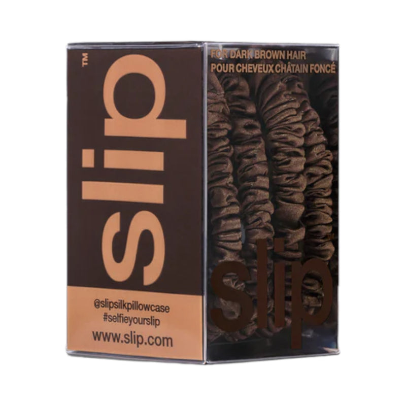 Back to Basics Silk Skinny Scrunchies - Dark Brown