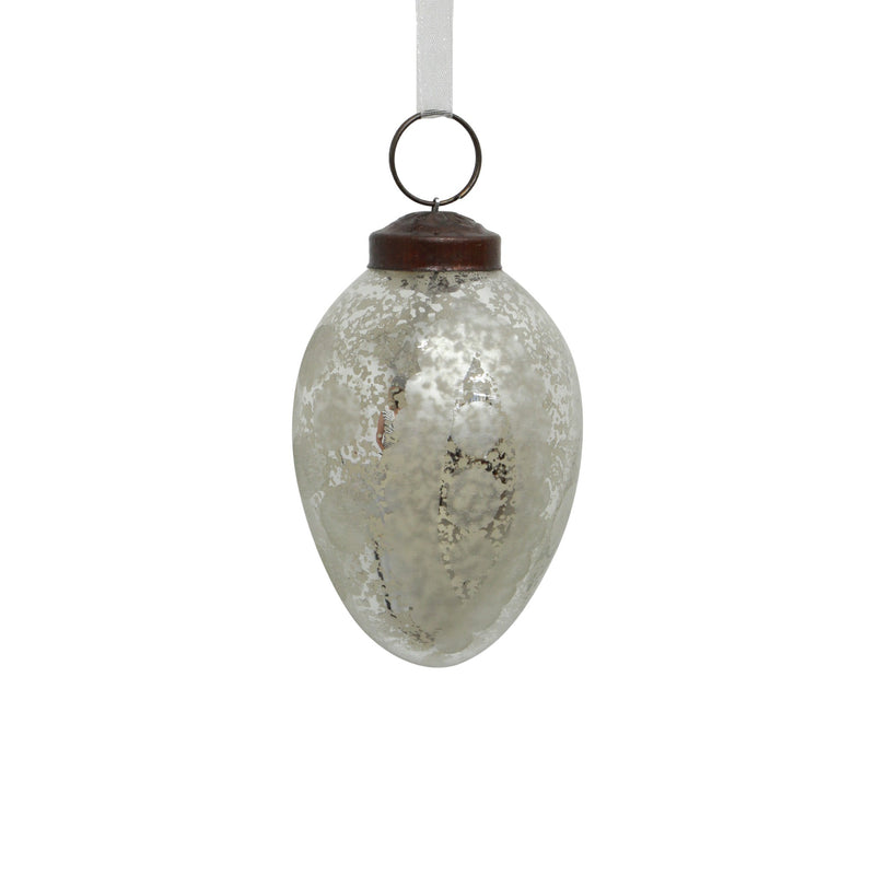 Sandblasted Ovate Bauble Silver - christmas tree and home styling decoration