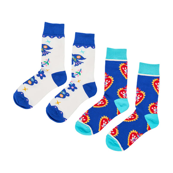 Fiesta Vibes boxed socks set – two colourful patterned pairs
