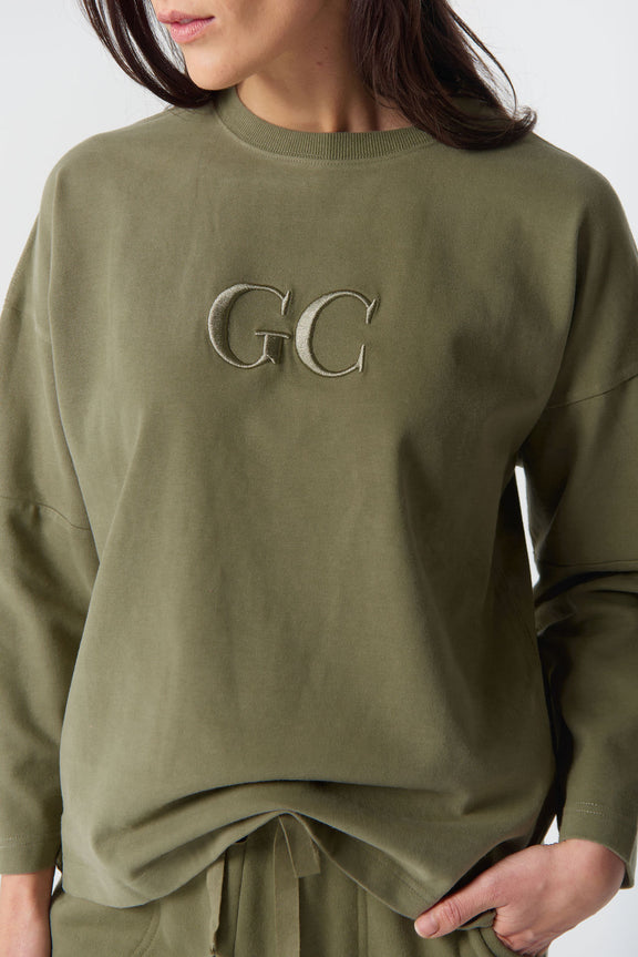 Goondiwindi Cotton GC Logo Cotton Sweater in Sage.