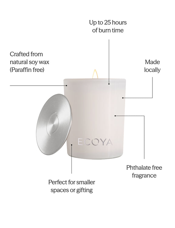 Premium 80g Ecoya Sea Salt and Coconut candle made from natural soy wax.