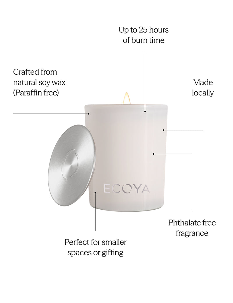 Premium 80g Ecoya Sea Salt and Coconut candle made from natural soy wax.