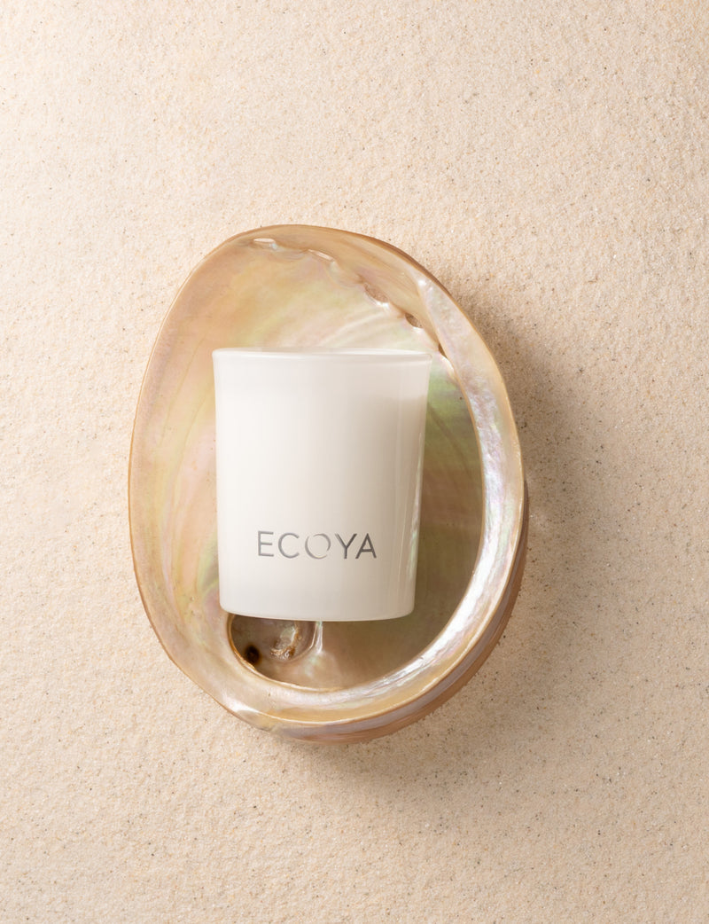 Mini Madison Candle with Sea Salt and Coconut floral amber fragrance by Ecoya.