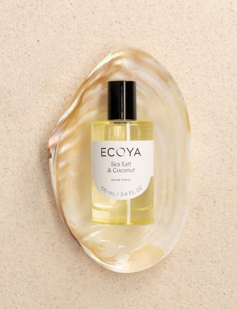 Premium 100ml Ecoya Sea Salt and Coconut home fragrance room spray.
