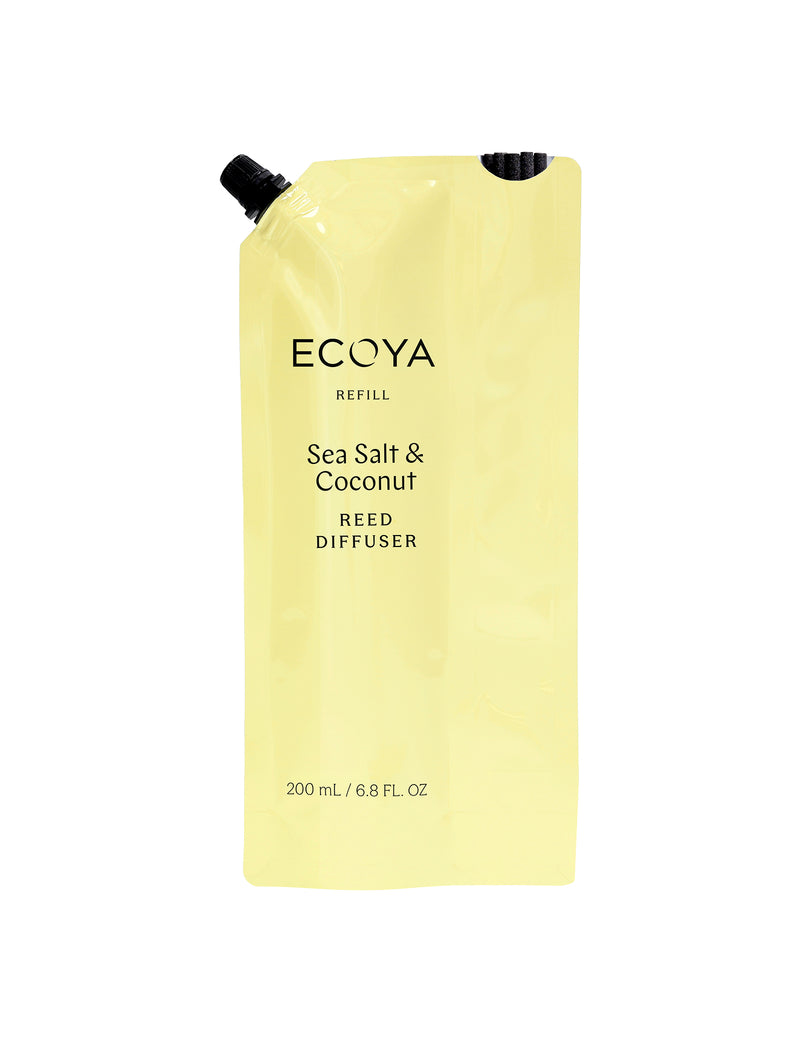 Premium 200ml Ecoya Sea Salt and Coconut diffuser refill for home fragrance.