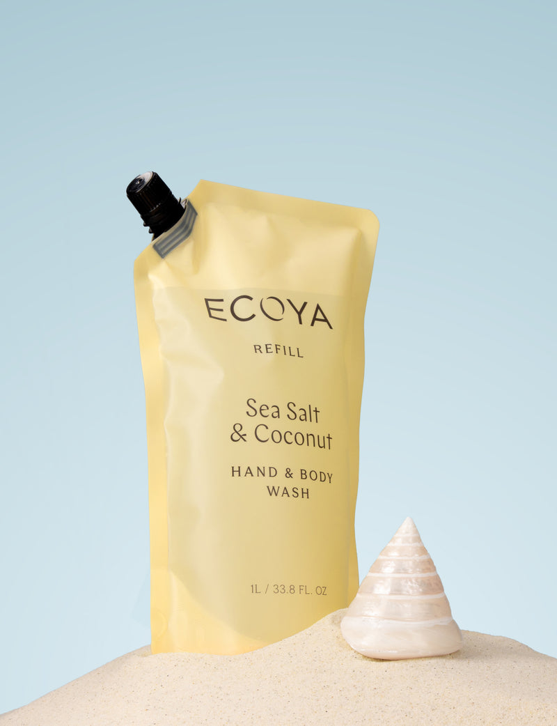 Sea Salt and Coconut hand wash refill enriched with macadamia and coconut oils.
