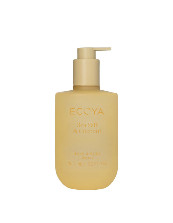 Ecoya Sea Salt and Coconut Hand and Body Wash 450ml in a pump bottle.