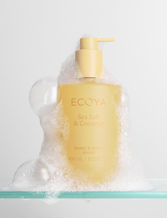 Premium Ecoya 450ml botanical hand and body wash with Sea Salt and Coconut fragrance.
