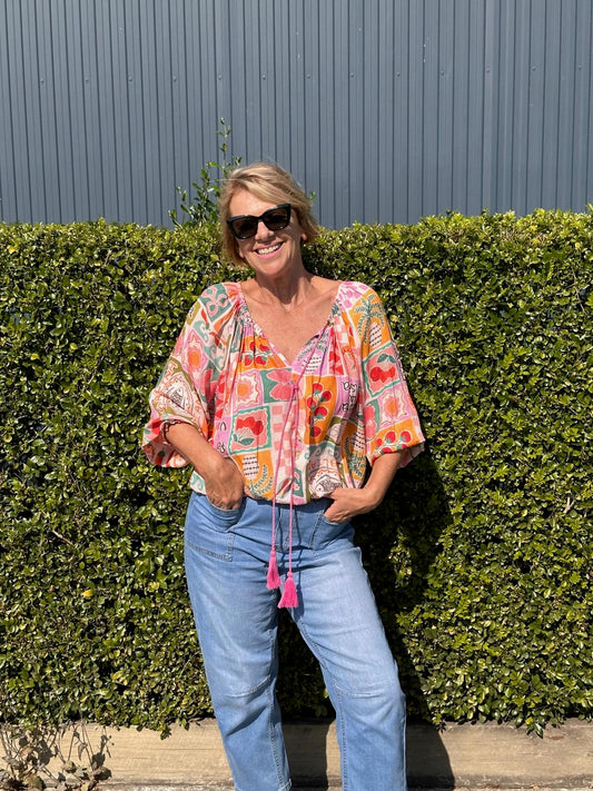 Seaside Top | Sardinia Summer styled with jeans