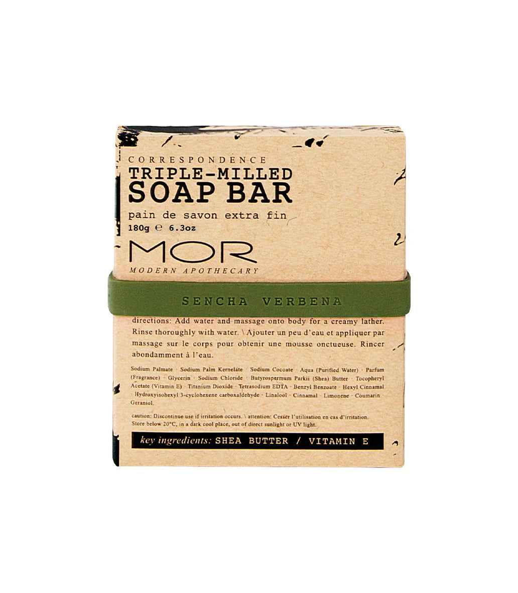 MOR Sencha Verbena Triple-Milled Soap Bar – luxury soap with Shea Butter, Vitamin E and a fresh citrus lemongrass fragrance