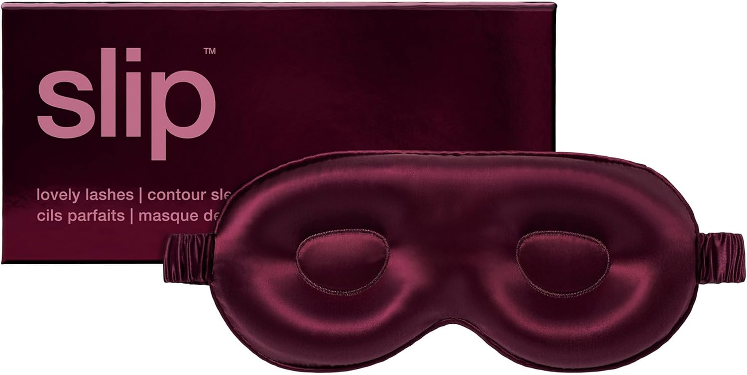 Slip Pure Silk Contour Sleep Mask in Crimson with curved lash-friendly design.