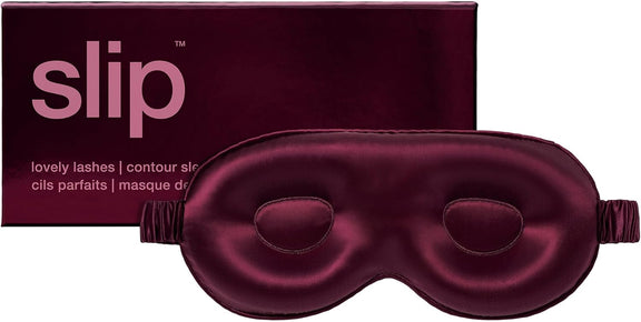 Slip Pure Silk Contour Sleep Mask in Crimson with curved lash-friendly design.