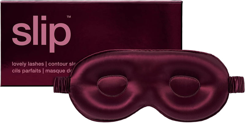 Slip Pure Silk Contour Sleep Mask in Crimson with curved lash-friendly design.