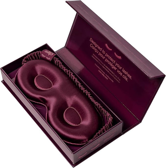 Luxury Slip Crimson Silk Contour Sleep Mask in gift box.