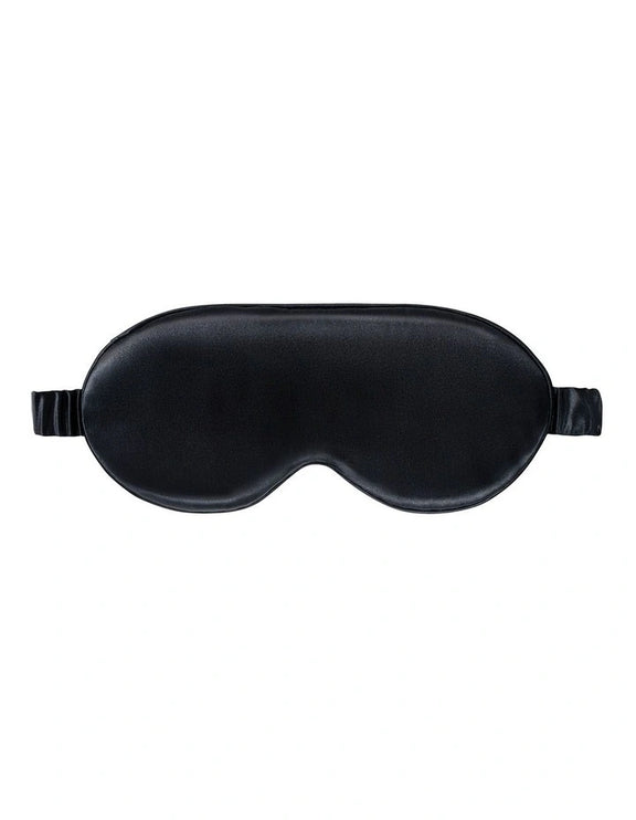Black silk sleep eye mask contour