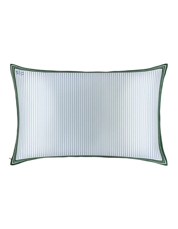 Rectangular pillow with green border on a white background