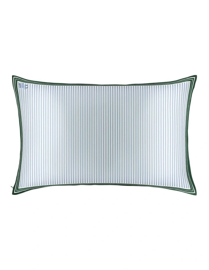 Rectangular pillow with green border on a white background