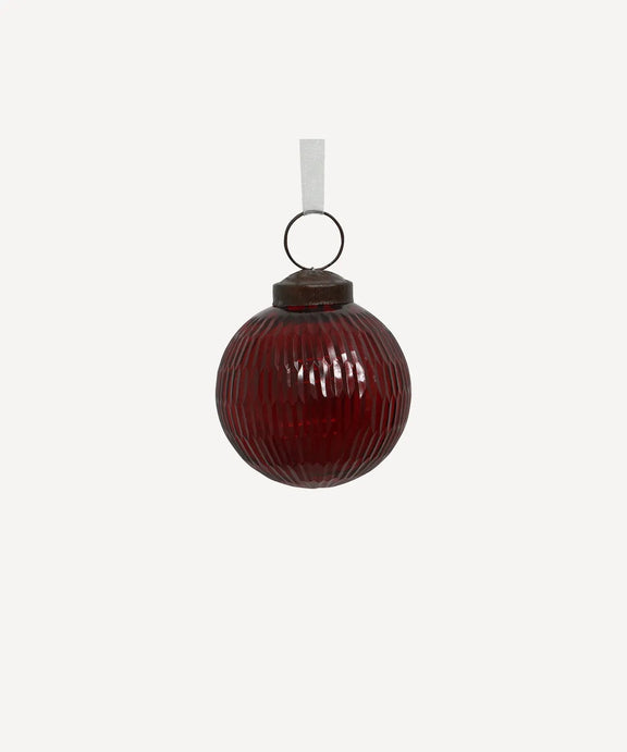 Small Cut Glass Red Bauble – handmade glass Christmas ornament