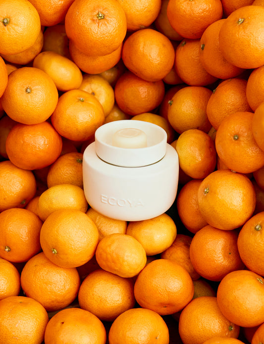 Mandarin Gin soy wax melt in electric wax burner by Ecoya