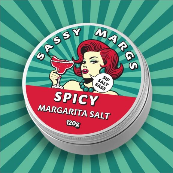 Sassy Marg's Spicy Margarita Salt 120g cocktail rimming salt.