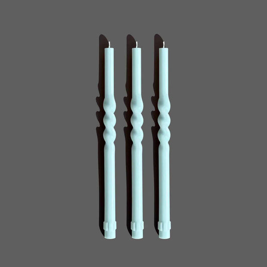 Spiral Taper Candles - Pastel Blue