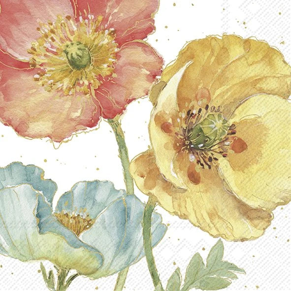 Colorful watercolor flowers on a white background - spring softies lunch napkins
