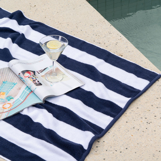 Canningvale cabana beach towel navy stripe