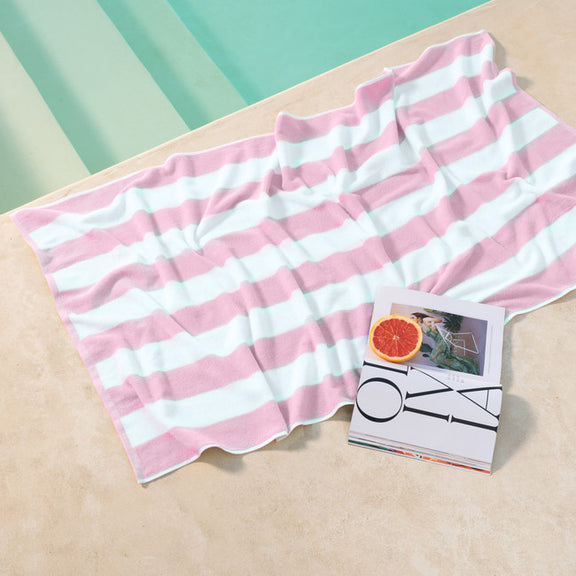 Pink striped beach towel