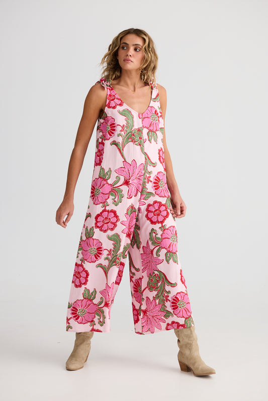 Temple Jumpsuit Pink Ibiza | Linen Blend Wide-Leg Jumpsuit