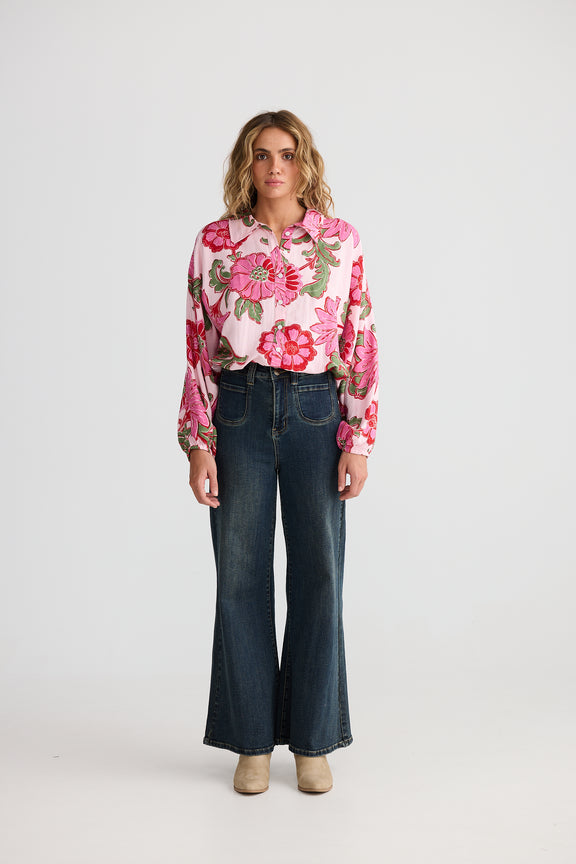 Hazel Shirt Pink Ibiza – relaxed fit women’s linen blend shirt