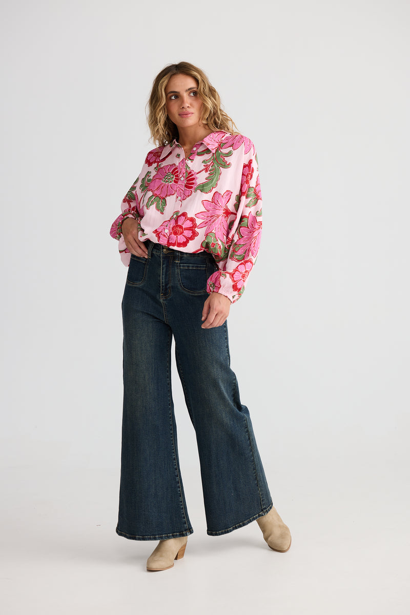 Hazel Shirt – Pink Ibiza Linen Blend Women’s Shirt