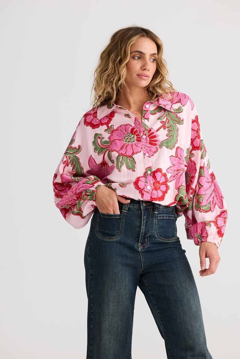 Pink Ibiza shirt in linen viscose blend – lightweight summer style